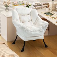 Fauteuil relax avec structure en métal et poche latérale, style simple et confortable, idéal pour la chambre, le salon ou le balcon.