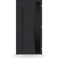 Porte d'entrée Gauthier 80-90-100cm en acier - Couleur: Noir - Poussant: Gauche - Dimensions: 80 cm
