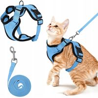 Arnés sin presión para gato y perro XS con correa de 150 cm, ajustable, azul