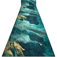 PASSATOIA gommata LOTUS SHADOWS 37750 Astrazione verde / oro lavabile 100cm green 100x360 cm