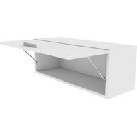 Libreria pensile moderna con anta a ribalta, L 90 cm - Montaggio rapido - Bianco