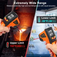 Infrared Thermometer Non-Contact Digital Temperature Gun -50°C400°C (-58°F752°F) with Emissivity Function IR Thermometer for Industrial, Kitchen Cooking, Automotive, Not for Human Body Temp