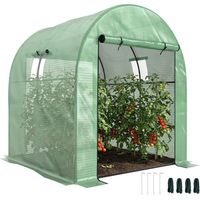 Serre tunnel 1,8x1,8x2 m en acier et PE anti-UV avec portes et fenêtres enroulables verte pour légumes et fleurs