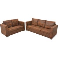 2 pcs Ensemble Canapés droits Contemporain - Sofa Divan Banquette - Cuir daim artificiel Chic-858116