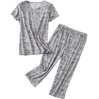 Ensembles de pyjamas pour femmes : hauts en coton et pantalons capri, pyjamas mignons