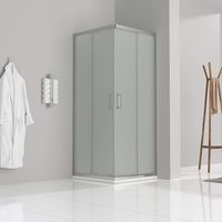 Satinierte Duschkabine mit Schiebetüren Eckdusche mit Rollensystem aus ESG Glas 190cm Hoch DK77 80x95 cm