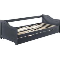 Sofá cama convertible para 2 personas cama nido sofá cama cama de invitados estructura de pino somier de láminas de contrachapado gris oscuro 205x190,5x66cm 030001318