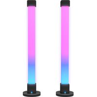 HOMCOM Tischlampe 2er-Set, RGB Dimmbar Tischleuchte Smart Nachttischlampe mit App- und Fernsteuerung, Musik-Synchronisation, Timer, Leselampe für Wohnzimmer, Spielzimmer