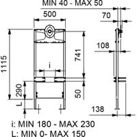 Kompletter Unterputzrahmen mit zeitgesteuertem Durchflussmesser WC 3/4" Idral TMON8-00000 Eisen