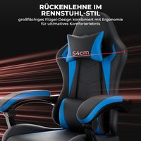 Gaming Stuhl Ergonomisch Gaming Chair mit Lendenkissen und Kopfstütze, Gamer Stuhl Höhenverstellbar, Pc Stuhl für Erwachsene Mädchen Junge,Schwarzblau
