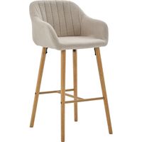 CAIziLot de 2 tabourets de bar style européen dossier haut accoudoirs beige