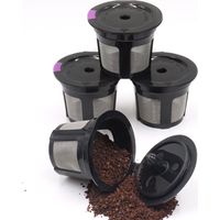 Lot de 4 filtres à café, porte-filtres réutilisables, PP, noir