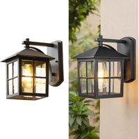 Appliques murales d'extérieur étanches IP65, luminaires muraux vintage en aluminium noir mat, applique murale de porche avec douille E26 et abat jour en verre pour garage et terrasse