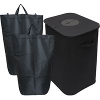 Relaxdays Conteneur de collecte de bouteilles, 100 L, 2 sacs, ab washable, recyclage, collecteur de canettes vides, noir