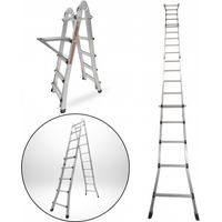 Échelle articulée pliante et télescopique en aluminium 4x5 marches 4,96m + 1 tablette - SECURY-T
