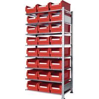 Steckregal H2000xB1000xT500mm Anbauregal 8 Stahlböden 24 x Gr. 2 rot