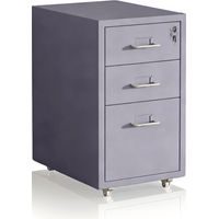 Mobile Metal Filing Cabinet - 3-Drawer, Lockable, Rolling