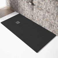 Mineralguss-Duschwanne extra flach MADISON Schieferoptik SCHWARZ 90x200cm