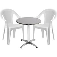 Bistrogarnitur 3-teilig Aluminium / Kunststoff Weiß-M950249+2xMISC128BI