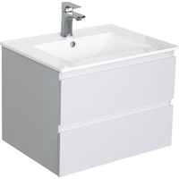 Mob-In – Meuble sous vasque 60 cm SORRENTO – 2 tiroirs de rangement – Panneau de particules mélaminé – Installation facile