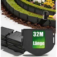 Flexible Rasenkante aus Kunststoff, Leicht zu Verarbeitende, Stabile & Unsichtbare Beeteinfassung Garten Beetumrandung - Langlebig Beetabgrenzung Rasenkantenband aus Recyceltem Plastik - 32m