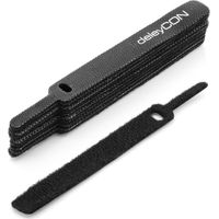 deleyCON, Fascia fermacavi con velcro 10 Stück kurz Nero