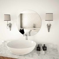 Vidaxl – Miroir mural rond 50 cm en verre – Installation facile avec vis et chevilles – Design minimaliste pour salle de bain
