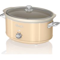 SWAN SF17031CNEU Retro Olla Cocción Lenta, 6,5L, Recipiente Extraíble Antiadherente Cerámica Libre PFOA, Vintage 320W Crema