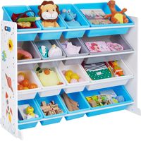 Songmics – Bibliothèque enfant 4 niveaux avec 16 bacs amovibles – Dimensions 106 x 26,5 x 78 cm – MDF et plastique PP – GKR070W03
