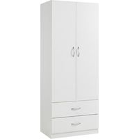 Armadio Guardaroba Camera Letto 2 Ante 2 Cassetti 60x42x180 Cm Bianco