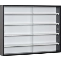 Vetrina Espositiva da Parete a 4 Ripiani Regolabili, Vetrinetta per Collezionismo, Bacheca Espositore a Muro per Oggetti da Collezione, in Vetro e Truciolato, 80x9.5x60 cm, Nero e Bianco