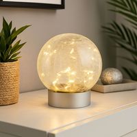 Tischlampe LED Tischleuchte Wohnzimmerlampe Bruchglas Schlafzimmerleuchte Nachttischlampe Dekolampe, warmweiß, DxH 12 x 13,5 cm