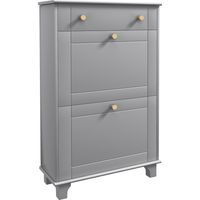 Mueble Zapatero Estrecho con 2 Puertas Abatibles y 1 Cajón para 8 Pares de Zapatos 60x23,5x98,5 cm Gris