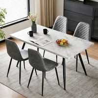 AINPECCA 150CM90CM Grey Dining Table and Dining Chairs 4 Set Padded Chairs Home Kitchen(1 TABLE+4 PUGRY CHAIRS)