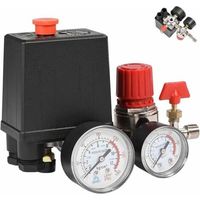 Pressostat pour compresseur d\'air monophas 90-120PSI avec 4 ports et manomtre pour une rduction rapide de la pression