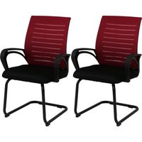 Juego de 2 sillas de conferencia HHG-584, sillas de visitante de diseño cantilever, tejido (250 g/m²) MVG, rojo, estructura negra