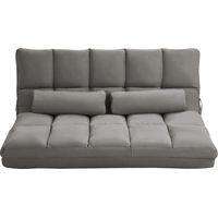 Divano da Terra 2 in 1 Schienale Reclinabile 7 Livelli con Cuscini 130x73x60 cm Grigio Carbone