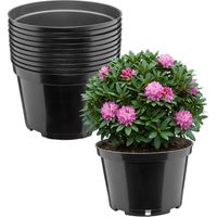 Garronda Blumentopf rund Kunststoff Ø24 x 15,5 cm (5L) 10er Set mit Drainagelöchern Pflanztopf robustes PP Pflanzgefäß für Garten Gewächshaus Balkon Anzucht Innen Außenbereich Schwarz GD-0202