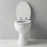 Toilette surélevée blanche pour seniors – Céramique durable – Hauteur 49 cm – Largeur 38,5 cm – Installation traditionnelle ou accessible
