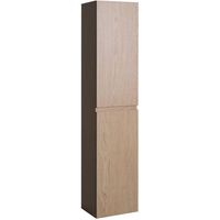 Mob-In – Colonne de salle de bain suspendue 140 cm – Système de portes réversibles – 4 étagères dont 2 réglables – Finition chêne naturel