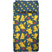 Pokemon, Set Lenzuolo Singolo Cameretta, Una Piazza, Completo Letto, Lenzuolo Sopra, Lenzuolo Sotto Con Angoli, Federa, 100% Cotone, Prodotto Ufficiale