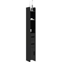 Colonna Bagno con Mensole e Armadietti, Mobile Alto Salvaspazio 15x17x120cm, Nero