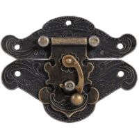 Vintage Antique Embossing Hasp Latches Latch Lock Clasp with Screws for Decorative Cabinet Cupboard Jewelry Box Gift Box Suitcase or Furniture Bronze Color (L) - Crezuo