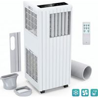 Climatiseur Mobile 3-en-1 7000 BTU, Climatisation Portable Déshumidificateur Ventilateur, Silencieux, Mode Nuit, Télécommande, Minuterie, Kit Fenêtre, Roulettes , Pour Chambre, Bureau, Appartement