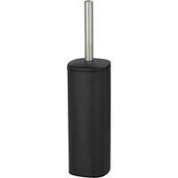 WENKO Brosse WC fermée Alassio, design fermé, brosse WC noire, Acier, 9,3x39,2x9,3 cm, Noir mat