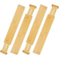 adeverdeler 4 stuks, bamboe, verstelbare lade organizer voor bestek, keuken, kantoor, 6 x 56 cm, natuur