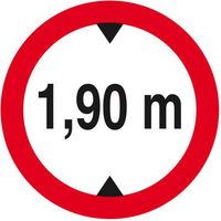 Starres Schild VERBOTEN FÜR FAHRZEUGE ÜBER 1.90M HÖHE D.420mm TALIAPLAST - 623273