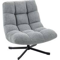 Fauteuil salon sans accoudoirs. chaise pivotante en tissu chenille imperméable. assise large. 75 x 95 x 90 cm. gris
