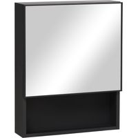 Spiegelschrank aus Edelstahl Wandschrank mit 2 Innenregalen und offenem Glasfach für Badezimmer 46x13,5x58 cm