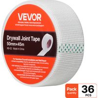 VEVOR Fugenband, 50 mm B x 45 m L, 36 Rollen, selbstklebendes Fiberglas-Trockenbau-Reparaturband, Gewebeband für Reparatur- & Spachtelarbeiten, für eine glatte, ebene Wandoberfläche